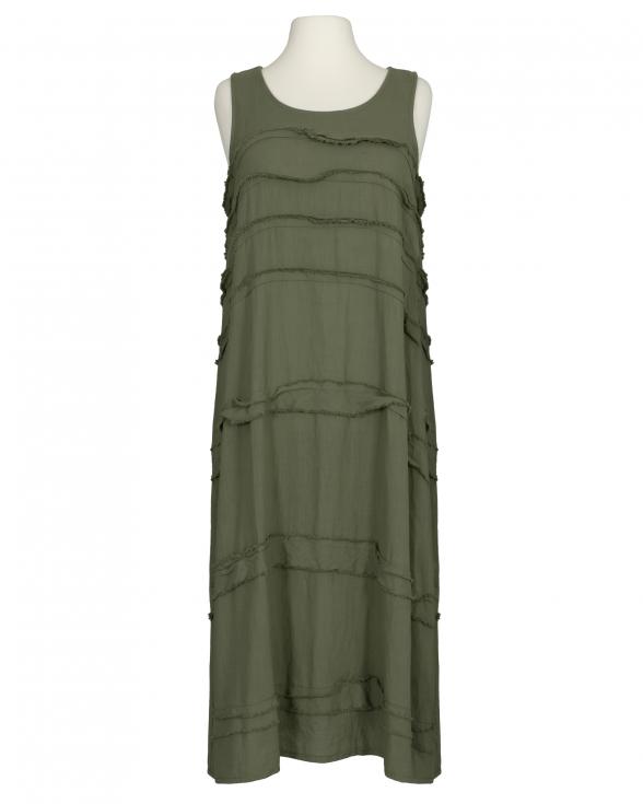Leinenkleid Stufenoptik in oliv von Puro Lino