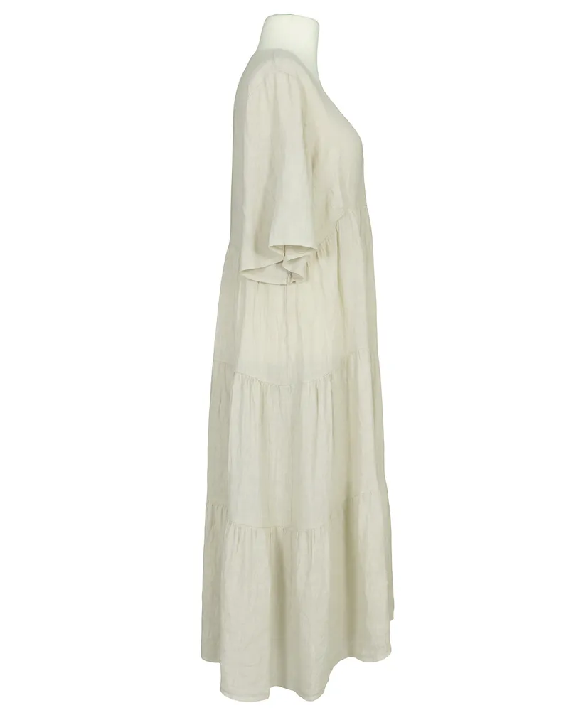 Leinenkleid V-Ausschnitt in  beige von Puro Lino (Bild 2)