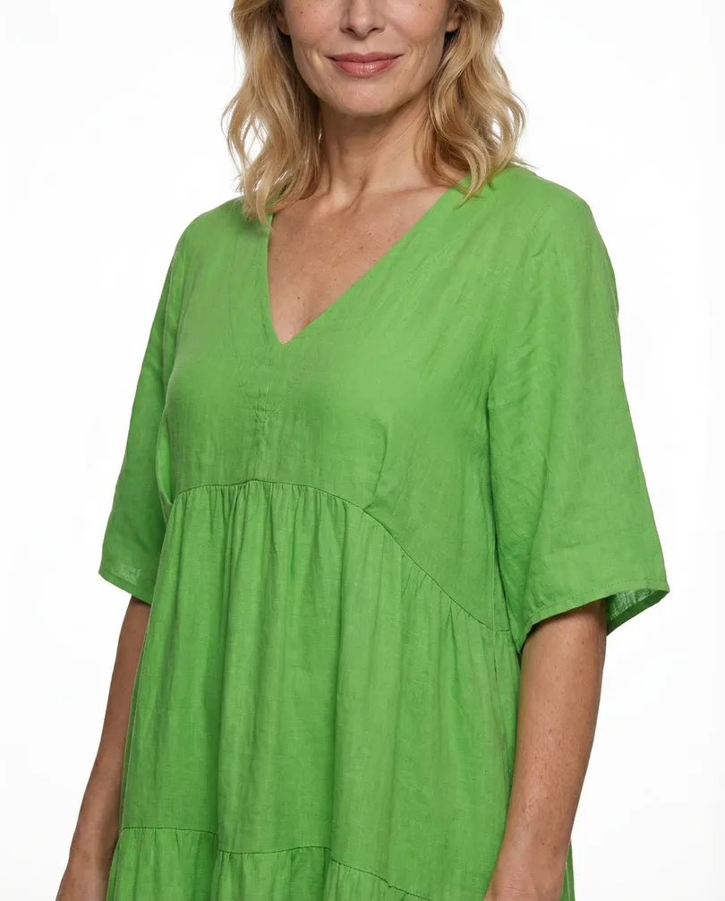 Leinenkleid V-Ausschnitt in  gr�n von Puro Lino (Bild 5)