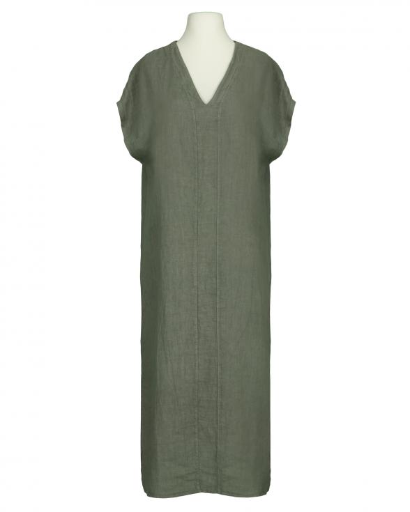 Leinenkleid V-Ausschnitt in  khaki von Puro Lino (Bild 1)
