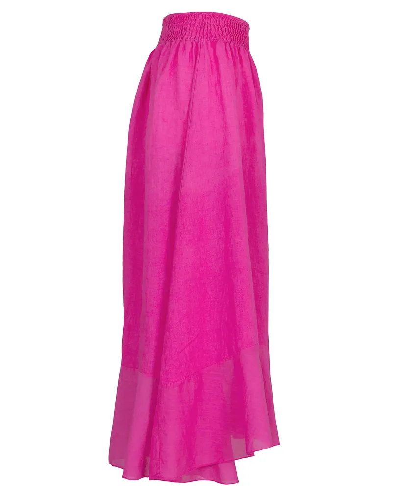 Leinenrock mit Volant in  pink von Made in Italy (Bild 2)