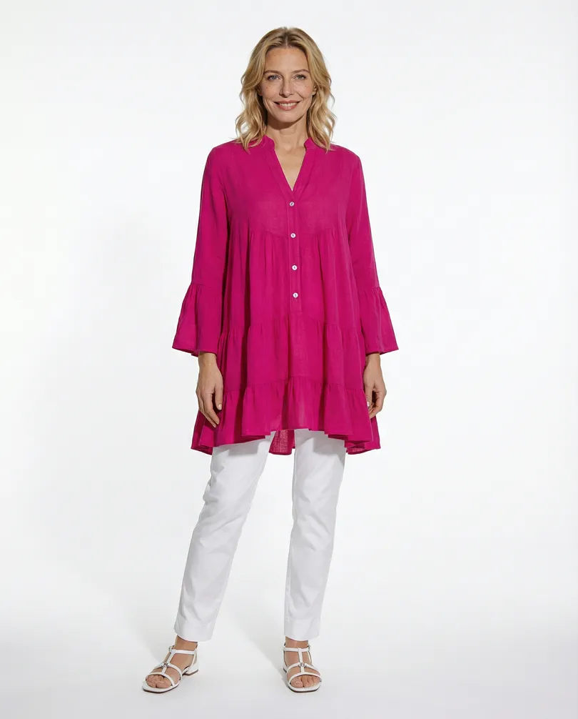 Leinentunika A-Linie in  fuchsia von H. Trend (Bild 3)