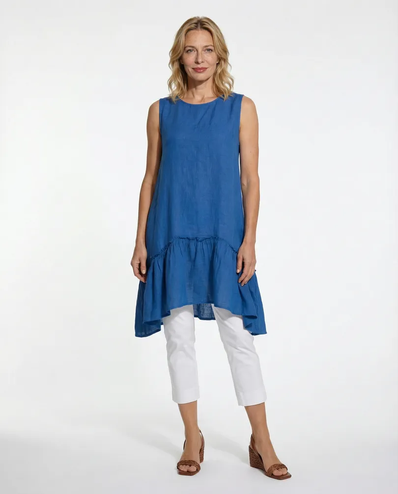 Leinentunika mit Volant in  royalblau von Monday Afternoon (Bild 3)