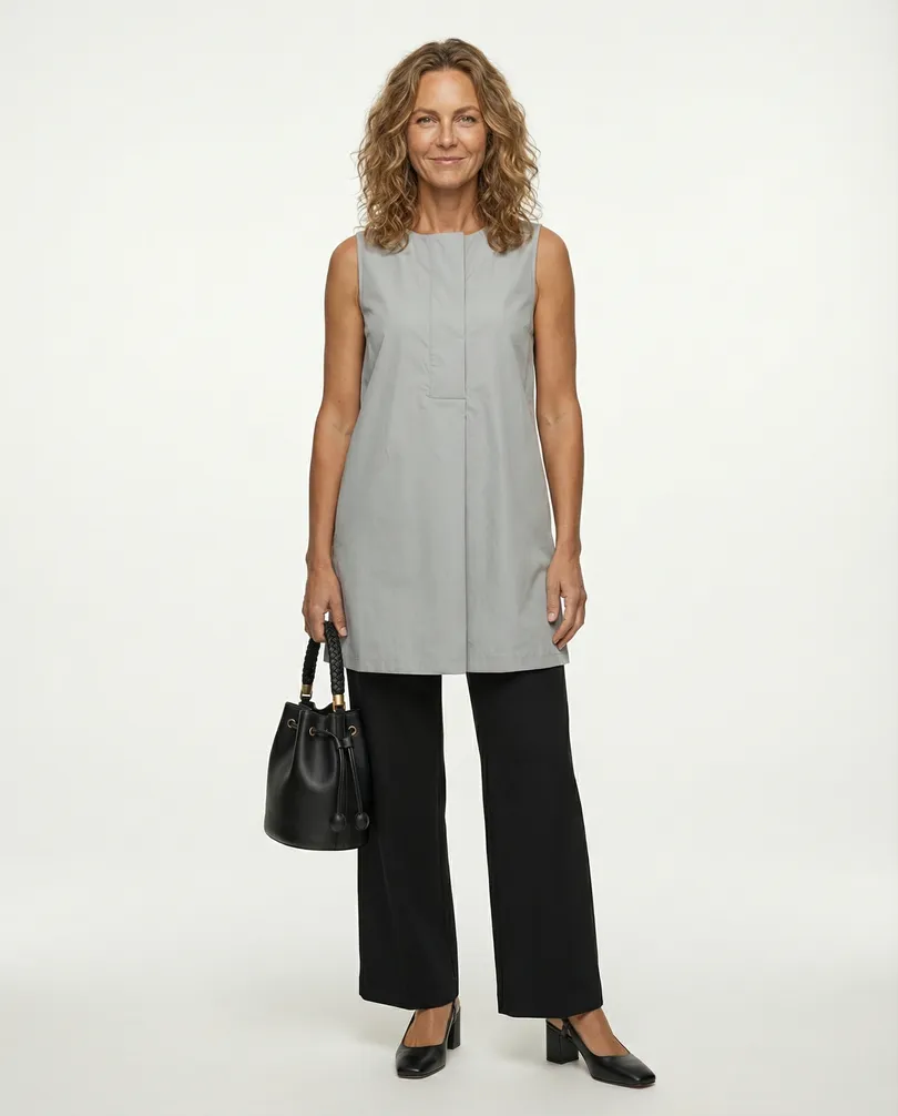 Long Bluse Baumwolle in  grau von Wendy (Bild 3)