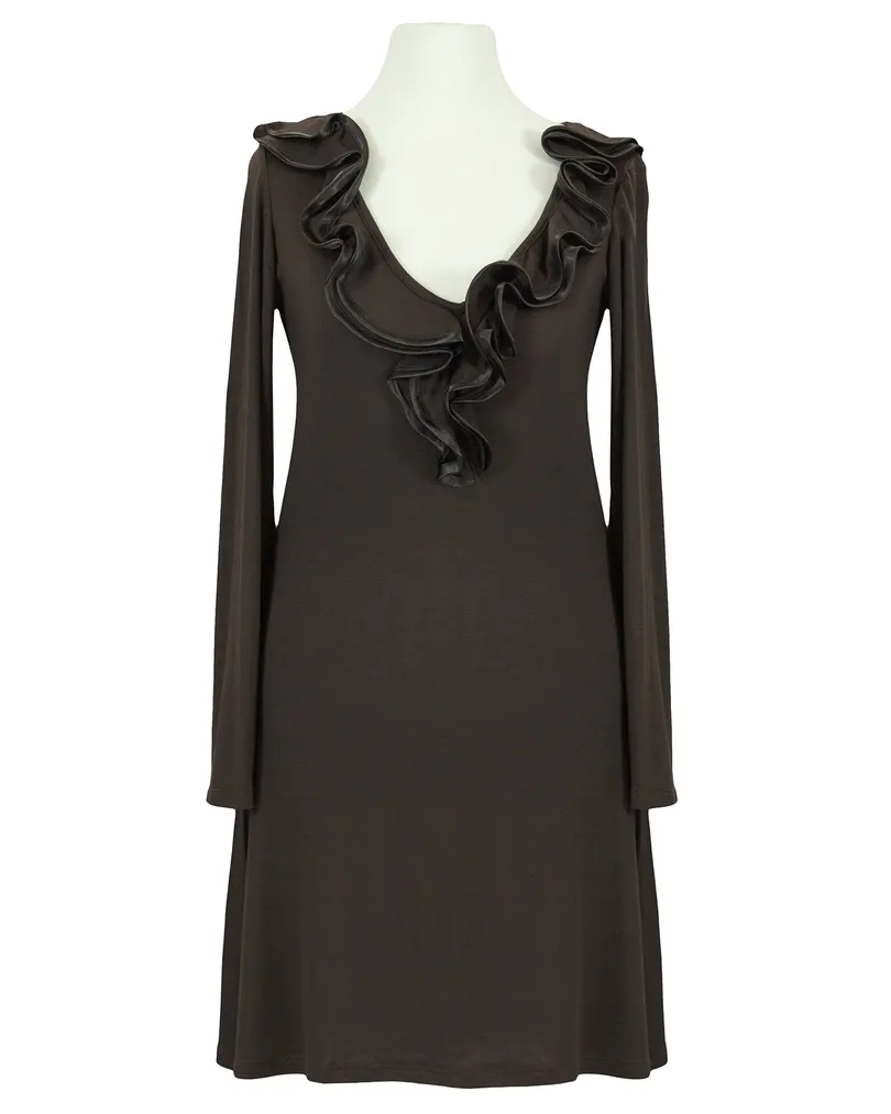 Long Shirt mit Volant in braun von CRESCENT SKY
