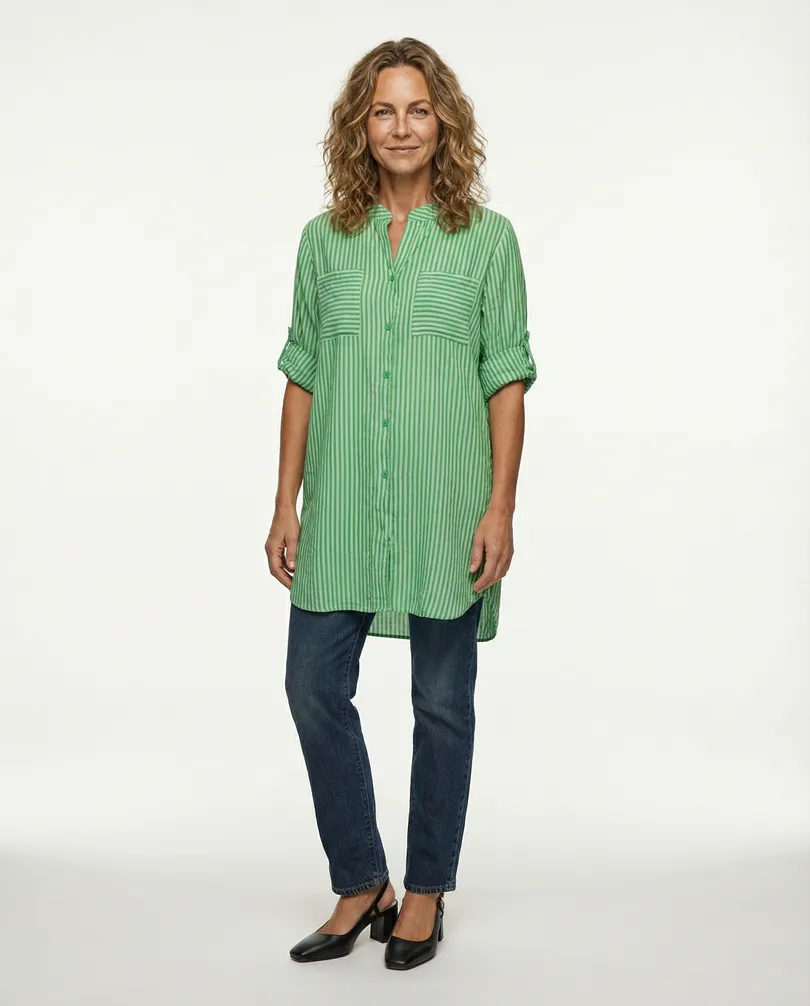 Longbluse gestreift in  gr�n von Made in Italy (Bild 3)