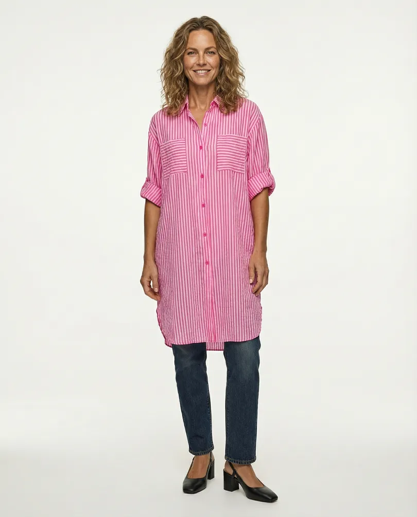 Longbluse gestreift in  pink von Made in Italy (Bild 3)