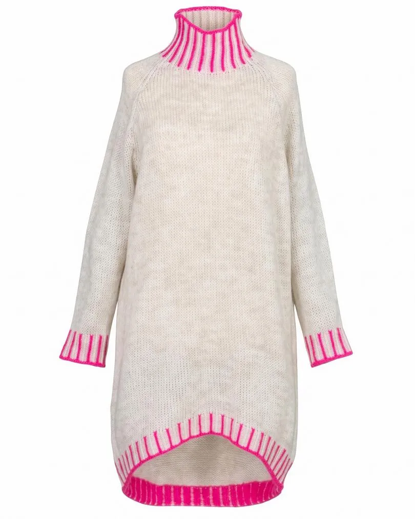 Longpullover mit Kontrastdetails in  beige von Made in Italy (Bild 1)
