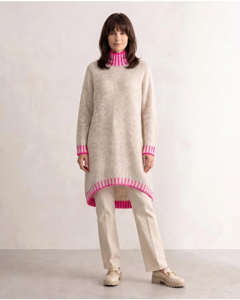 Longpullover mit Kontrastdetails in  beige von Made in Italy (Bild 3)
