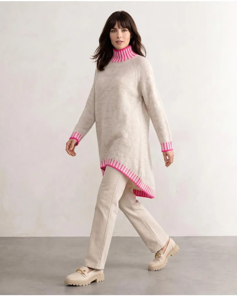 Longpullover mit Kontrastdetails in  beige von Made in Italy (Bild 6)