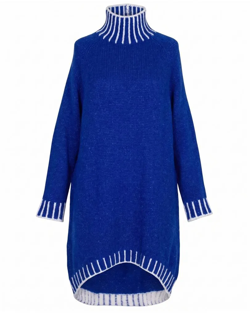 Longpullover mit Kontrastdetails in  royalblau von Made in Italy (Bild 1)