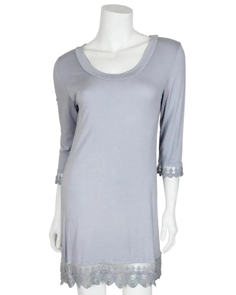 Longshirt mit Spitze in  grau von fashion made in italy (Bild 1)