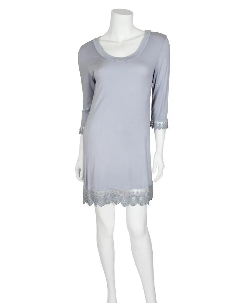 Longshirt mit Spitze in  grau von fashion made in italy (Bild 2)