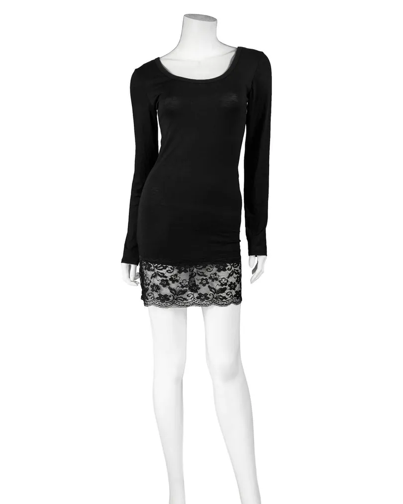 Longshirt mit Spitze in  schwarz von Italia Moda (Bild 2)