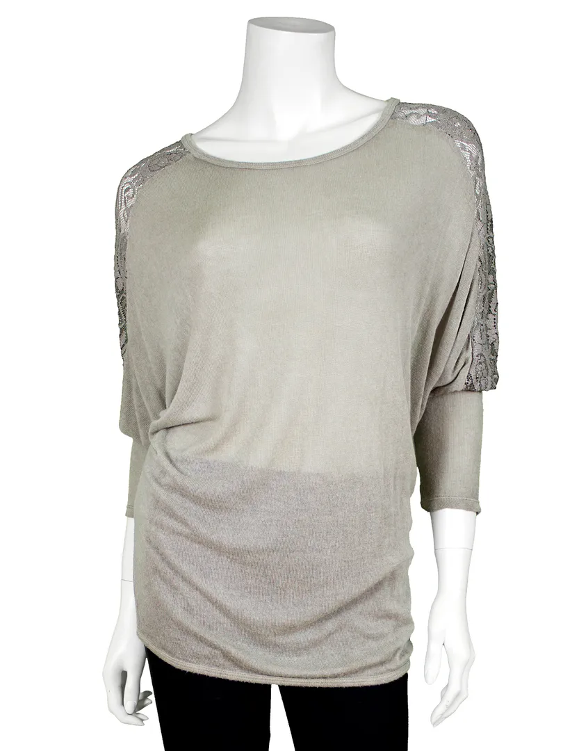 Longshirt mit Spitze in  taupe von fashion made in italy (Bild 1)