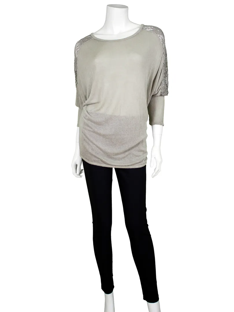Longshirt mit Spitze in  taupe von fashion made in italy (Bild 2)