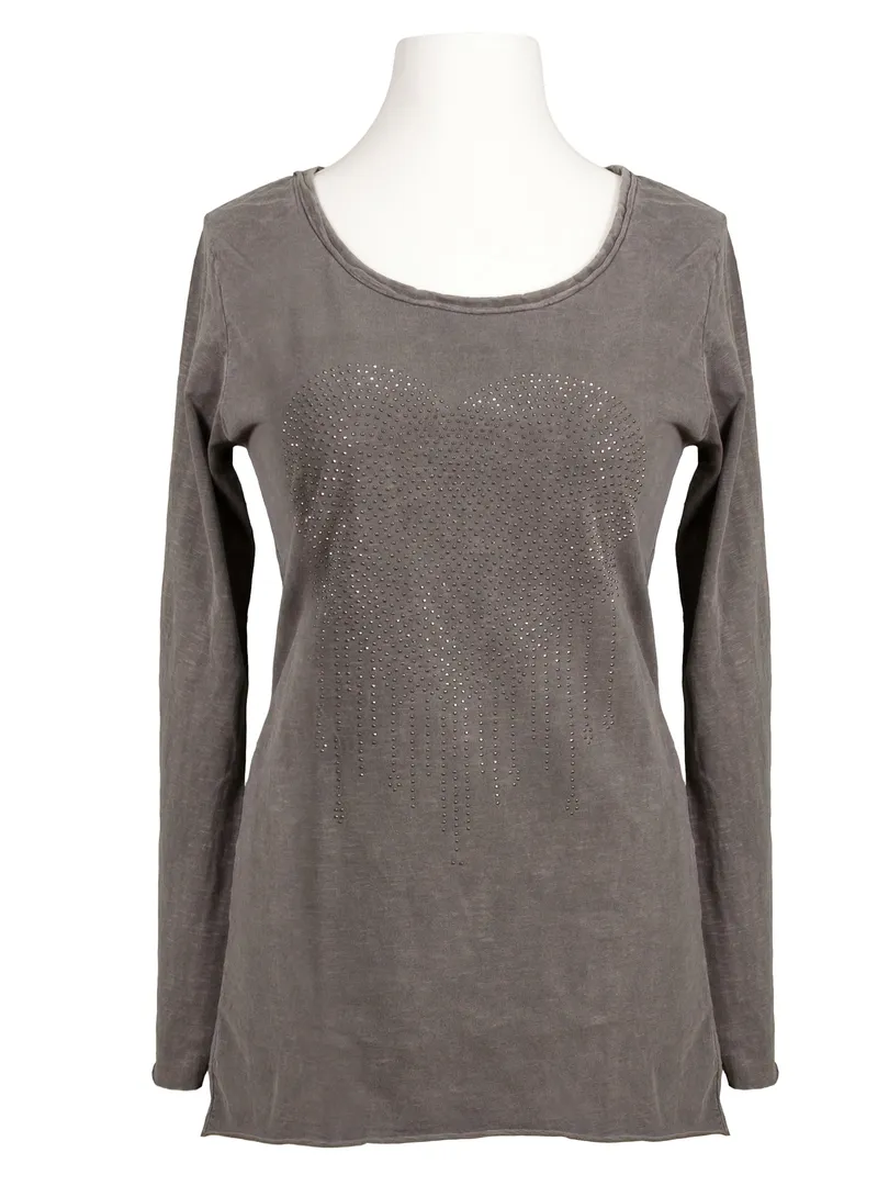 Longsleeve Shirt Herz in braun von Spaziodonna