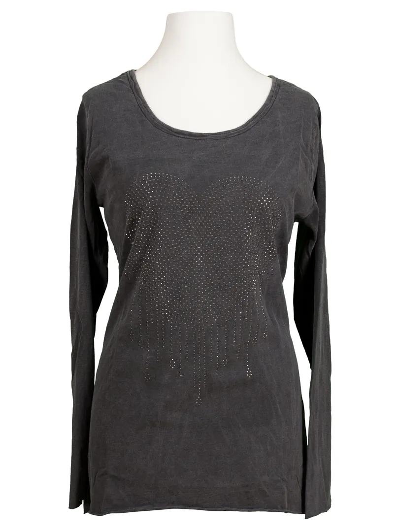Longsleeve Shirt Herz in grau von Spaziodonna