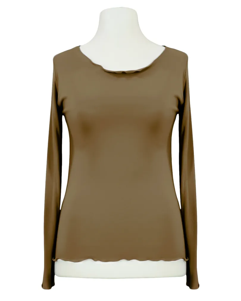 Longsleeve Viskose in  camel von Made in Italy (Bild 1)