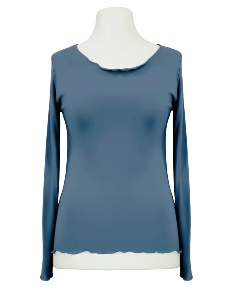 Longsleeve Viskose in  jeansblau von Made in Italy (Bild 1)