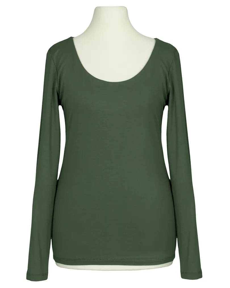 Longsleeve Viskose in oliv von Italia Moda