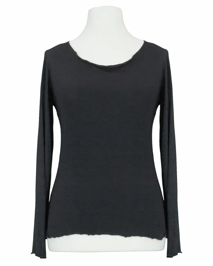 Longsleeve Viskose in  schwarz von Made in Italy (Bild 1)