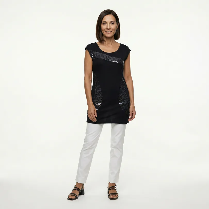 Longtop mit Pailletten in  schwarz von RESTART (Bild 2)