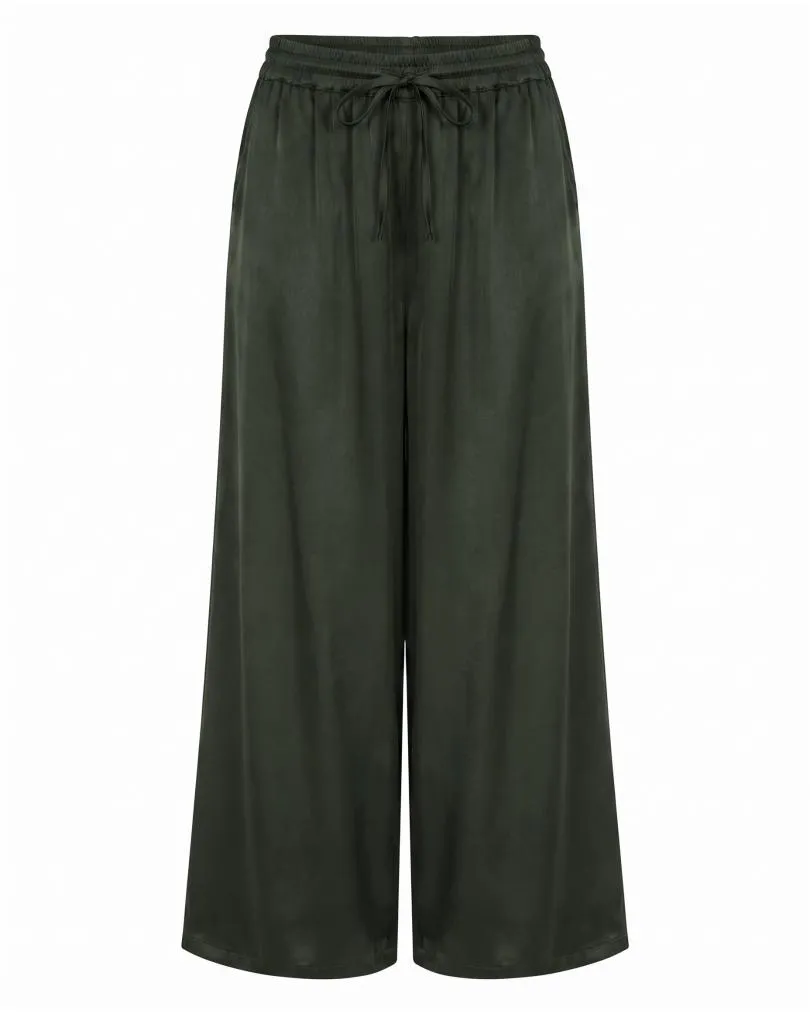 Marlenehose Satin in oliv von Moda Italia