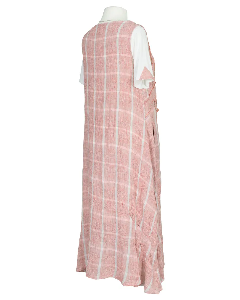 Maxi Leinenkleid Karomuster 2-tlg. in  koralle von Zedd (Bild 3)