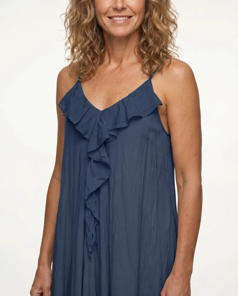 Maxikleid Baumwolle in  dunkelblau von Made in Italy (Bild 5)