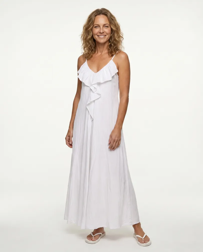 Maxikleid Baumwolle in  wei� von Made in Italy (Bild 4)