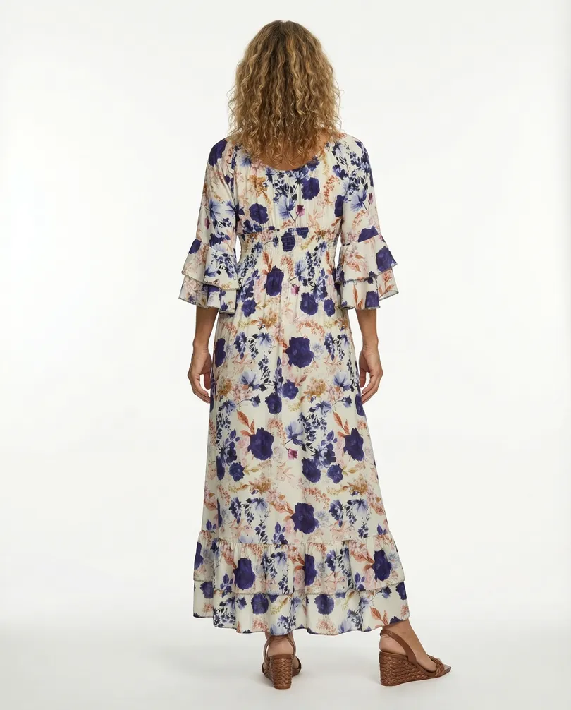 Maxikleid mit Blumen in  blau von H. Trend (Bild 4)