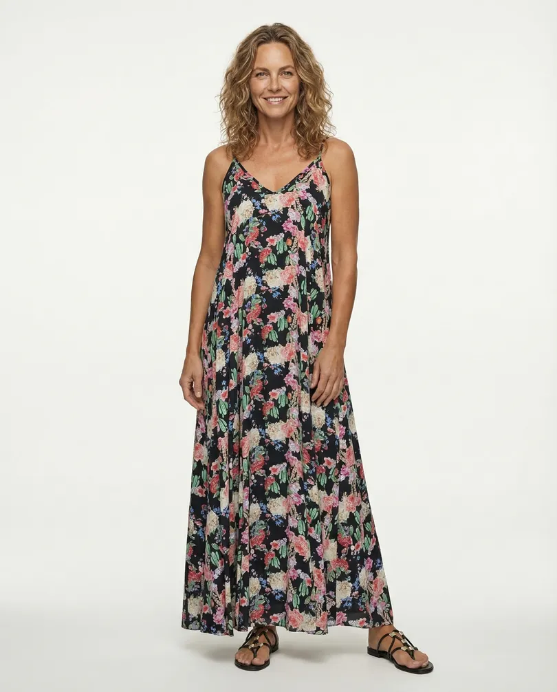 Maxikleid mit Blumen in  schwarz von Made in Italy (Bild 3)