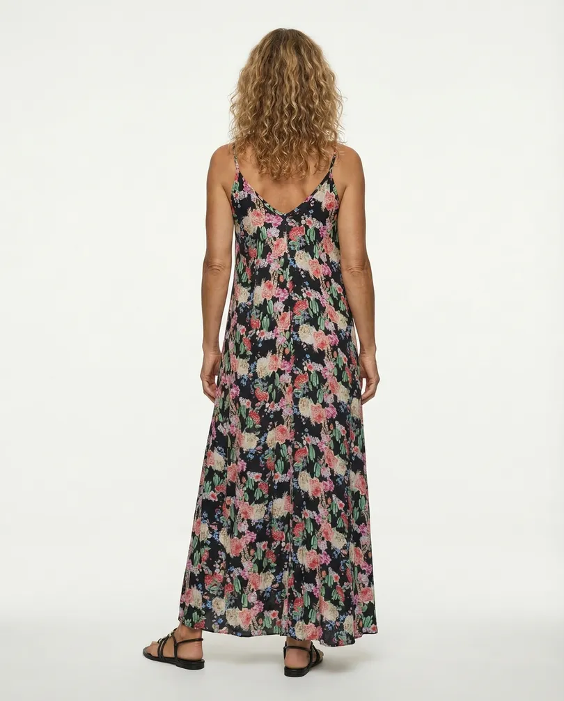 Maxikleid mit Blumen in  schwarz von Made in Italy (Bild 4)