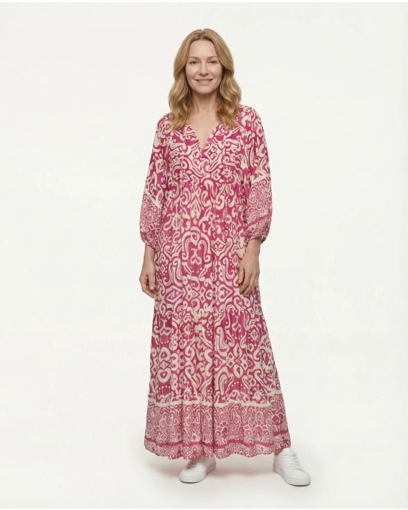 Maxikleid mit Muster in pink von H. Trend