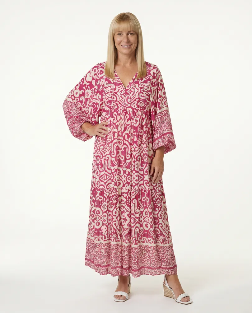 Maxikleid mit Muster in  pink von H. Trend (Bild 4)