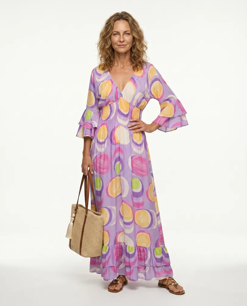 Maxikleid mit Print in  lila von H. Trend (Bild 3)