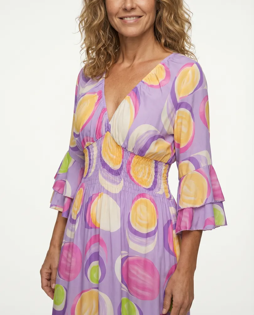 Maxikleid mit Print in  lila von H. Trend (Bild 4)