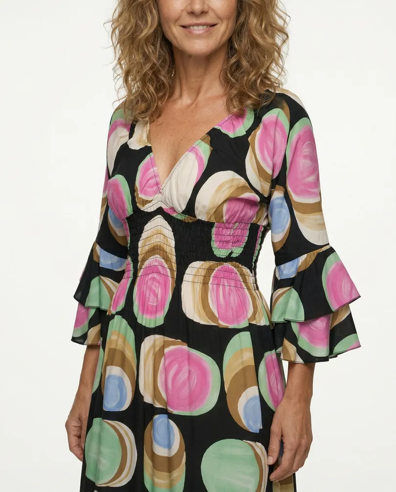 Maxikleid mit Print in  schwarz von H. Trend (Bild 4)