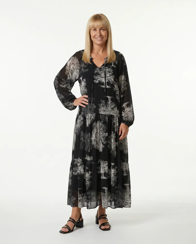 Maxikleid mit Seide in  schwarz von Made in Italy (Bild 3)