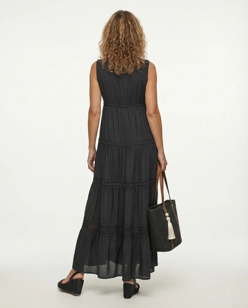 Maxikleid mit Seide 2tlg. in  schwarz von Made in Italy (Bild 4)