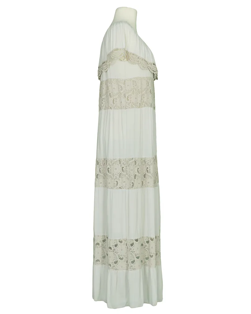 Maxikleid mit Spitze in  beige von Made in Italy (Bild 2)