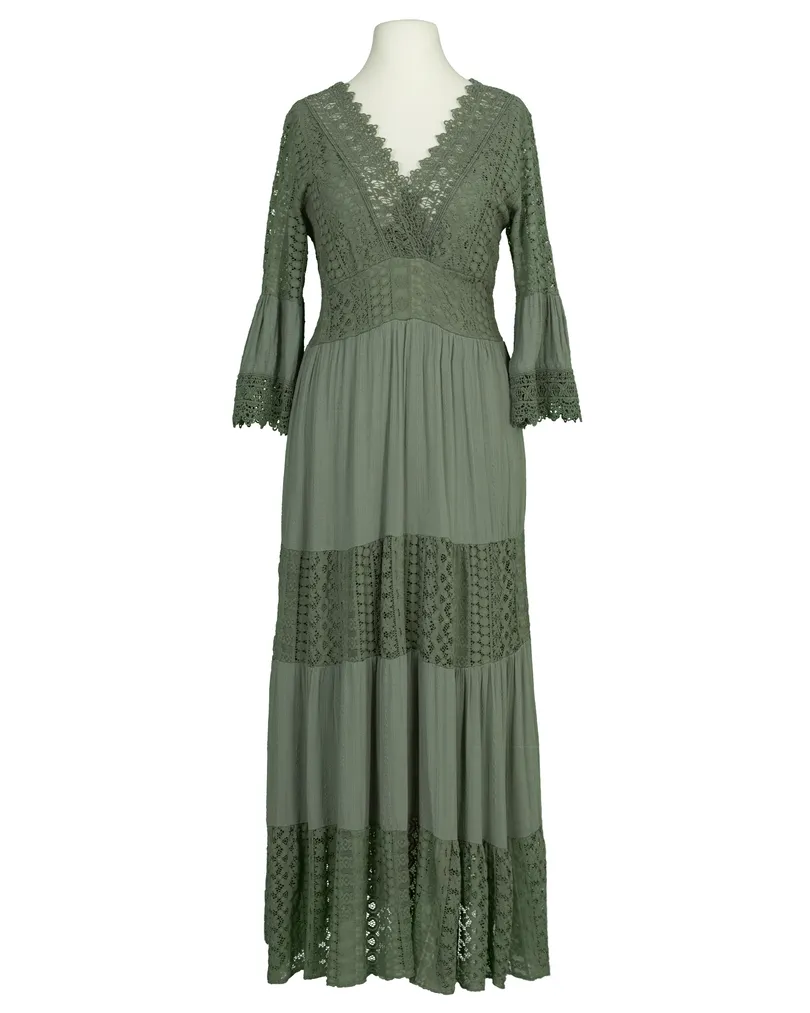 Maxikleid mit Spitze in  khaki von H. Trend (Bild 1)
