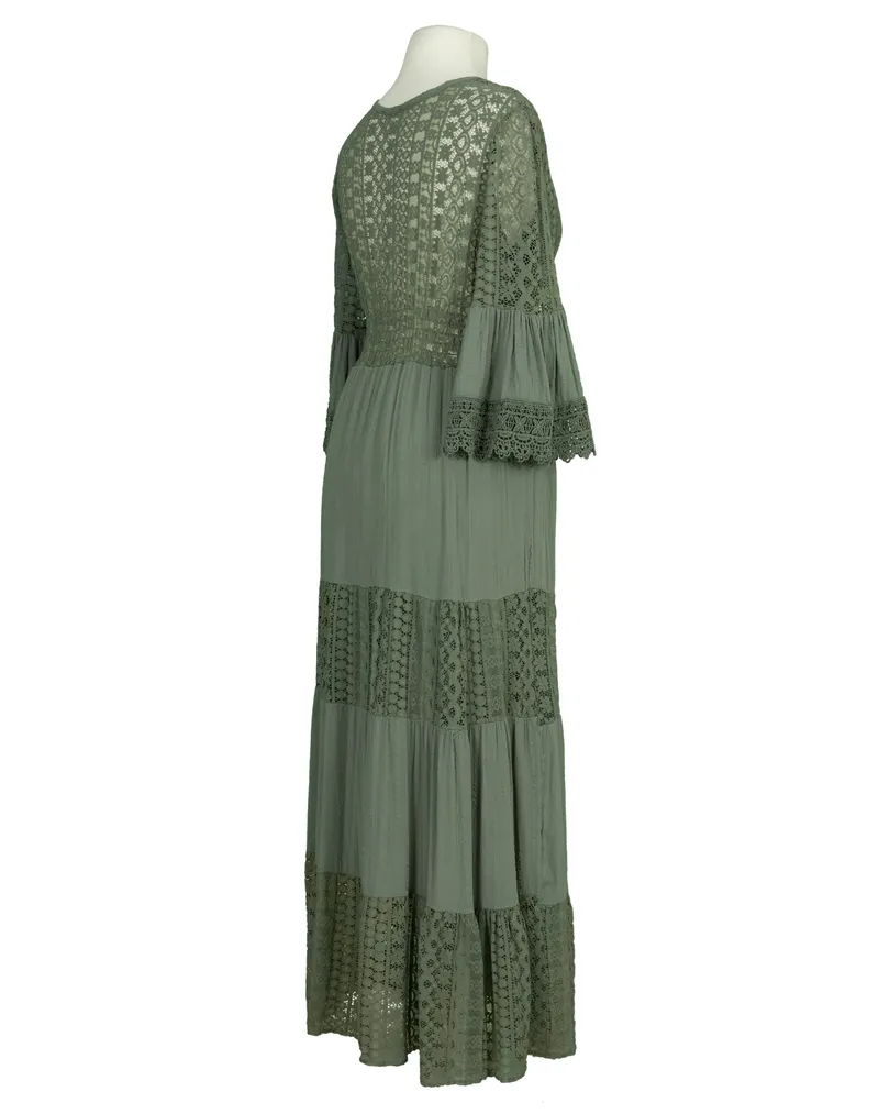 Maxikleid mit Spitze in  khaki von H. Trend (Bild 2)