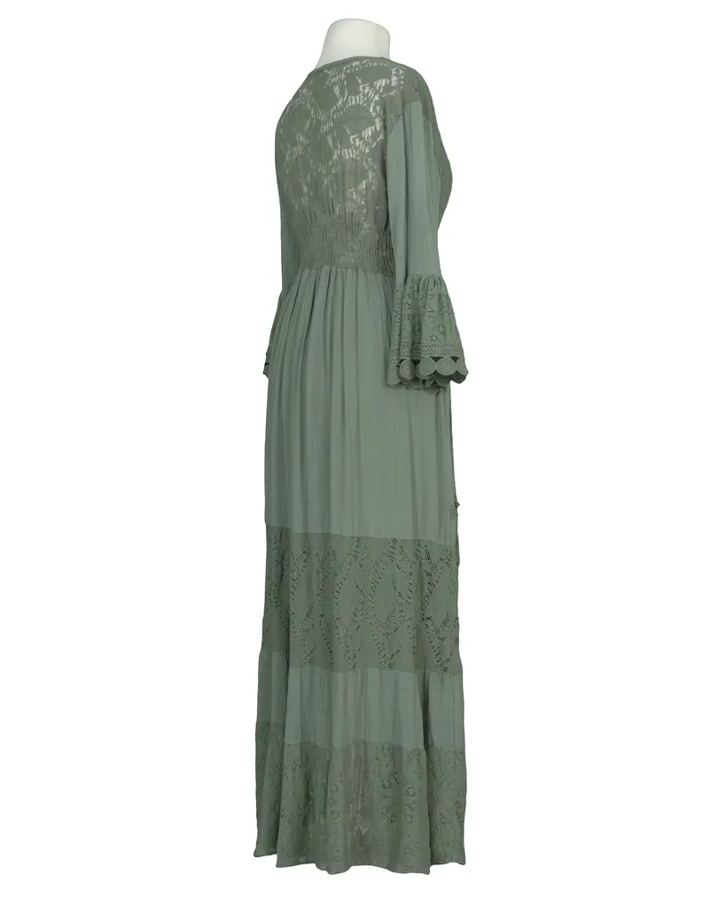 Maxikleid mit Spitze in  oliv von Made in Italy (Bild 2)