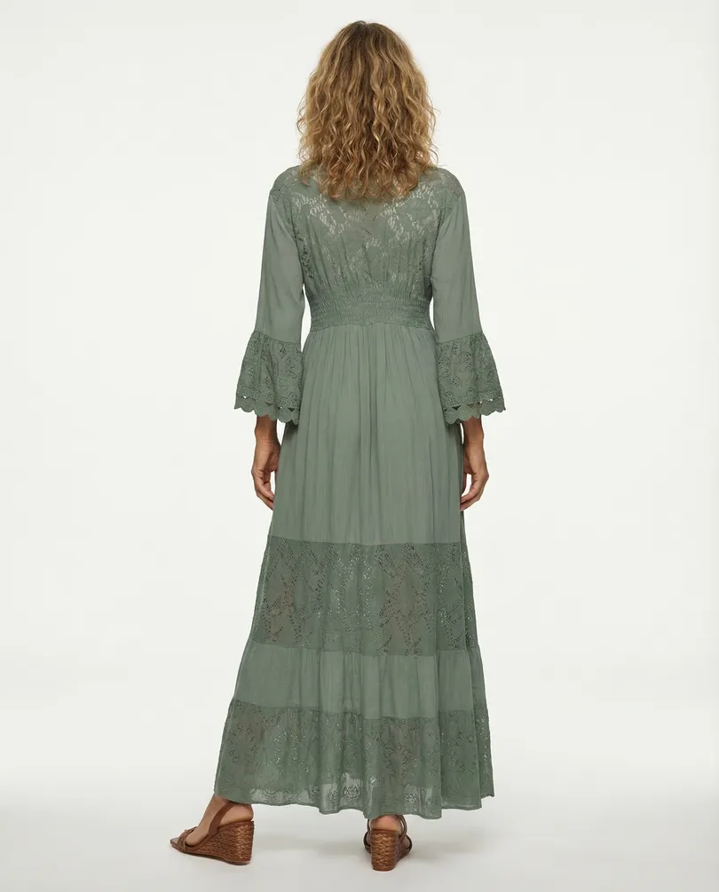 Maxikleid mit Spitze in  oliv von Made in Italy (Bild 4)