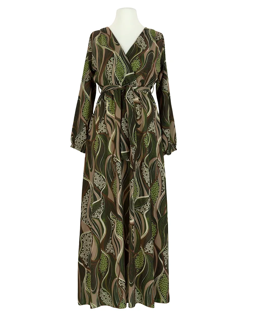 Maxikleid Wickeloptik in  oliv von Made in Italy (Bild 1)
