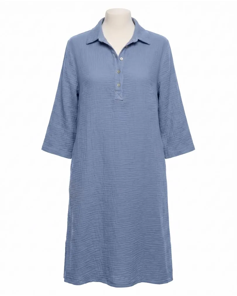 Musselin Kleid in  blau von Made in Italy (Bild 1)