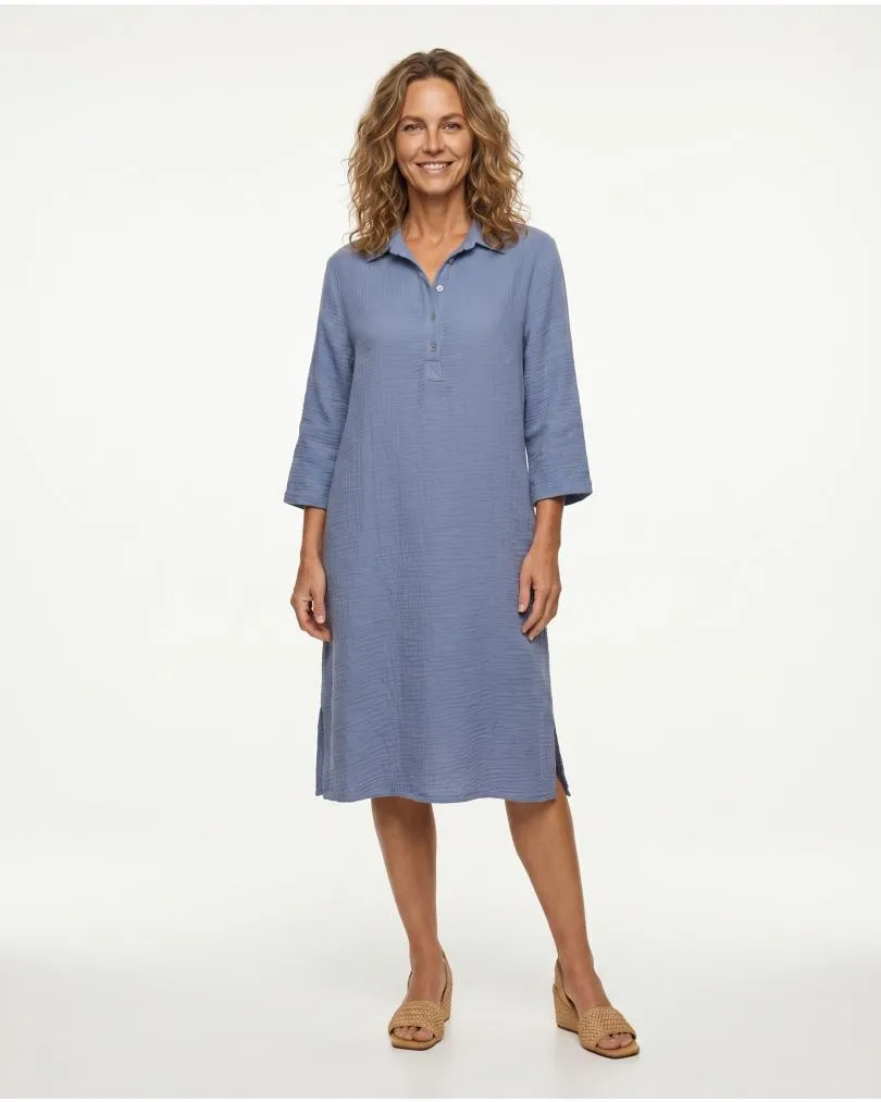 Musselin Kleid in  blau von Made in Italy (Bild 3)