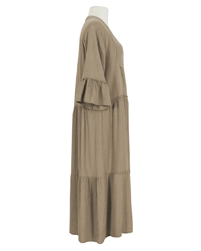 Musselin Maxikleid in  camel von Made in Italy (Bild 2)